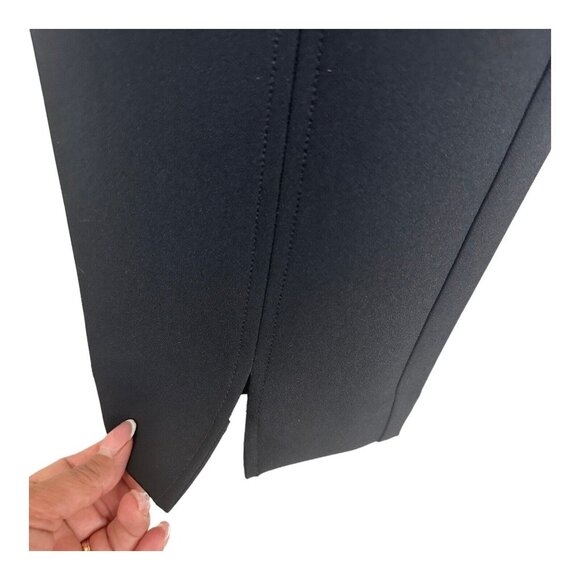 Chicos Ponte Slim Leg Pull On Pants Women 3T Us 16Tall Black Slit Front-Stretch - Picture 7 of 14